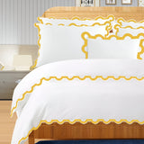 400TC U Shape Applique Embroidery Cotton Duvet Cover Set