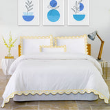 400TC U Shape Scallop Embroidery Cotton Duvet Cover Set