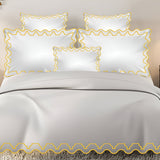 Imaginary Scallop 400TC Cotton Embroidery Sateen Solid Duvet Cover Set