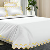 Imaginary Scallop 400TC Cotton Embroidery Sateen Solid Duvet Cover Set