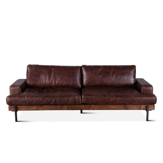 Portofino Industrial 94" Sofa in Geisha Brown Leather