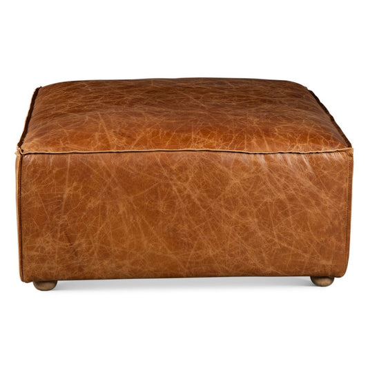Portofino Loft Sectional Ottoman in Cocoa Brown Leather