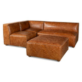 Portofino Loft Sectional Ottoman in Cocoa Brown Leather