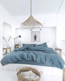 Gray blue linen duvet cover set (3 pcs)