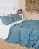 Gray blue linen flat sheet