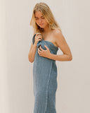 Gray blue waffle towel set (3 pcs)