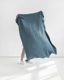 Gray blue waffle throw blanket