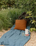 Gray blue waffle throw blanket