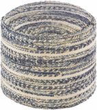 Grayville PTeal Hand Woven Jute Cylindrical Pouf