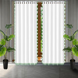 Ashley 400TC Sateen Cotton Traingle Embroidery Curtain (Set Of 2)