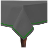 Double Embroidery Border Sateen Cotton Solid Table Cloth - Dark Grey
