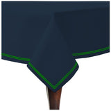 Double Embroidery Border Sateen Cotton Solid Table Cloth - Navy