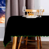 Scallop Embroidery Sateen Cotton Solid Table Cloth - Black