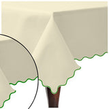 Scallop Embroidery Sateen Cotton Solid Table Cloth - Ivory