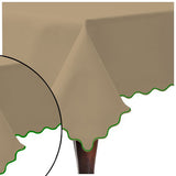Scallop Embroidery Sateen Cotton Solid Table Cloth - Taupe