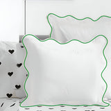 400TC Cotton Scallop Embroidery Sateen Solid Euro Sham