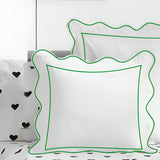 400TC Cotton Scallop Embroidery & Border Sateen Solid Euro Sham