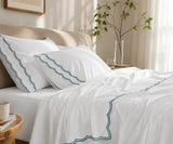 Green Scalloped Bedding
