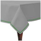 Single Embroidery Border Sateen Cotton Solid Table Cloth - Light Grey