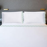 400TC U Shape Scallop Embroidery Cotton Solid Sheet Set