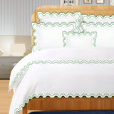 400TC Zig & Zag U Shape Embroidery Cotton Duvet Cover Set