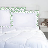 400TC Zig & Zag U Shape Scallop Embroidery Cotton Solid Pillow Sham