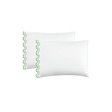 400TC Zig & Zag U Shape Scallop Embroidery Cotton Solid Pillowcases (Set Of 2)