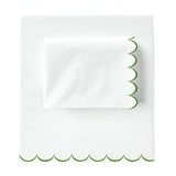 Allena 400TC Cotton Scallop Embroidery Sateen Solid Sheet Set