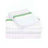 400TC Double Embroidery Sateen Stripe Cotton Sheet Set