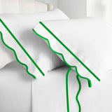 400TC Cotton Scallop Embroidery & Border Sateen Solid Top Sheet