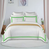 400TC Cotton Sateen Triple Edge Embroidery Stripe Duvet Cover Set
