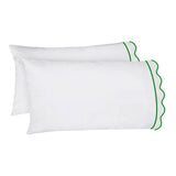 400TC Cotton Scallop Embroidery & Border Sateen Solid Sheet Set