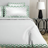 Imaginary Scallop 400TC Cotton Embroidery Sateen Solid Duvet Cover Set