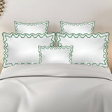 Imaginary Scallop 400TC Cotton Embroidery Sateen Solid Duvet Cover Set