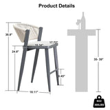 PURPLE LEAF Counter Height Bar Stool Set of 2 Outdoor Stool Chair with Footrest Patio Bar Height Stools Rattan Barstools for Outdoor or Indoor