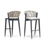 PURPLE LEAF Counter Height Bar Stool Set of 2 Outdoor Stool Chair with Footrest Patio Bar Height Stools Rattan Barstools for Outdoor or Indoor
