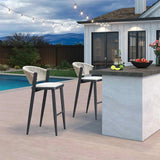 PURPLE LEAF Counter Height Bar Stool Set of 2 Outdoor Stool Chair with Footrest Patio Bar Height Stools Rattan Barstools for Outdoor or Indoor