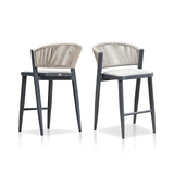PURPLE LEAF Counter Height Bar Stool Set of 2 Outdoor Stool Chair with Footrest Patio Bar Height Stools Rattan Barstools for Outdoor or Indoor