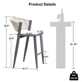 PURPLE LEAF Counter Height Bar Stool Set of 2 Outdoor Stool Chair with Footrest Patio Bar Height Stools Rattan Barstools for Outdoor or Indoor