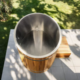 62 in. 2-Person 0-Jet Cedar Cold Plunge Ice Bath/Hot Tub with 24 in. Depth and 169 Gal. Capacity in Natural Finish