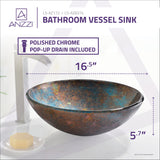 Stellar Series 17 in. Bathroom Vessel Sink with Scratch-Tough and Stain-Resistant Surface in Emerald Burst Glass