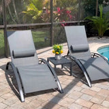PURPLE LEAF Patio Chaise Lounge Set Outdoor Beach Pool Sunbathing Lawn Lounger Recliner Chair Outside Chairs with Side Table Included