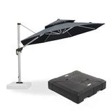 PURPLE LEAF Large Round Patio Cantilever Umbrella With Base for Deck, Pool, Backyard