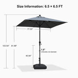 PURPLE LEAF Crank and Tilt Square Patio Table Umbrella with Base for Garden Porch