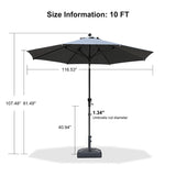 PURPLE LEAF Round Tilting Patio Umbrella with Base, Milan Porch Table Umbrella