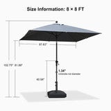 PURPLE LEAF Crank and Tilt Square Patio Table Umbrella with Base for Garden Porch
