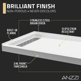 Alexander 60 in. L x 32 in. W Alcove Shower Pan Base with Left or Right Drain in Glossy White Marine Acrylic