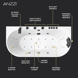 Stone Bell Flatbottom Freestanding Whirlpool and Air Bathtub with Center Drain and Faucet in Various Colors