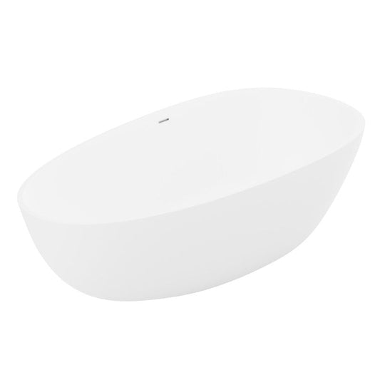 Makot 5.6 ft. Man-Made Stone Center Drain Freestanding Bathtub in Matte White