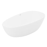 Makot 5.6 ft. Man-Made Stone Center Drain Freestanding Bathtub in Matte White